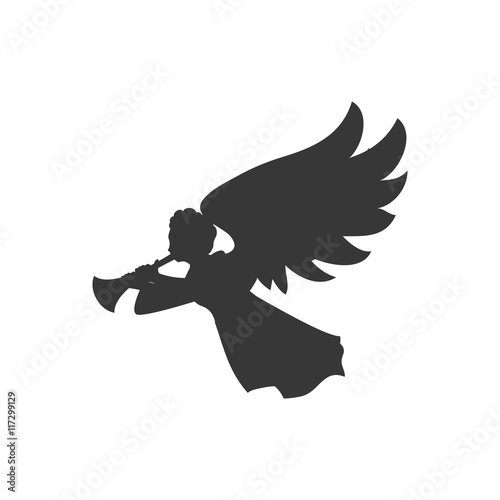 angel silhouette fairy wing heaven icon. Isolated and flat illustration. Vector graphic