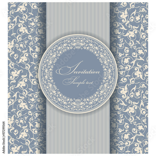 Wedding Invitation cards in an vintage-style blue