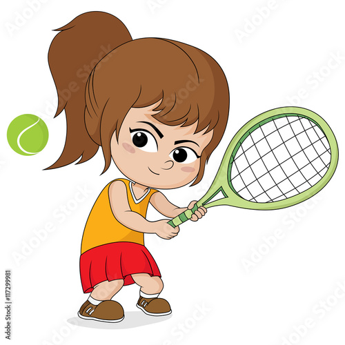 girl playing tennis.