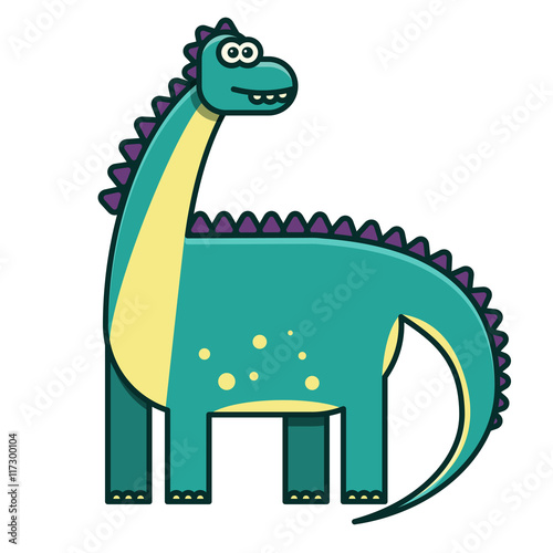Flat color dinosaur illustration for chidren's book