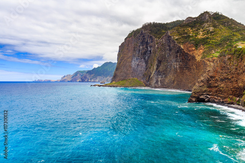 Fototapeta Naklejka Na Ścianę i Meble -  Madeira coast - cliffs on the western part of Portuguese island.