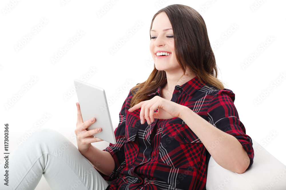 Young woman using digital tablet Young woman using digital tablet