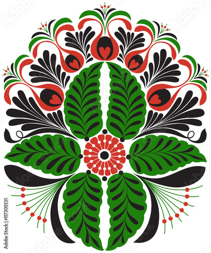 Hungarian furrier embroidery motif used for shearling leather decoration - originated from the beginning of the 19th century