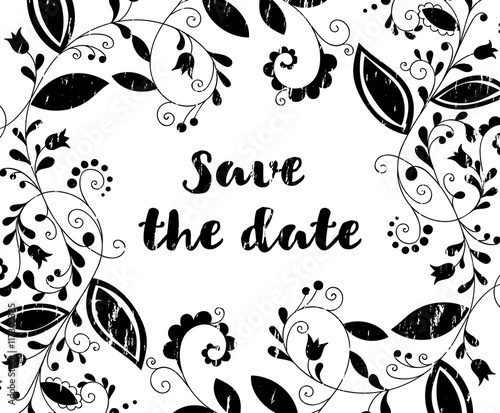 Black greeting or save the date card