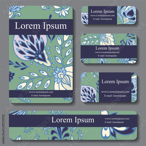 Stock vectorset of template with floral ornament,oriental design