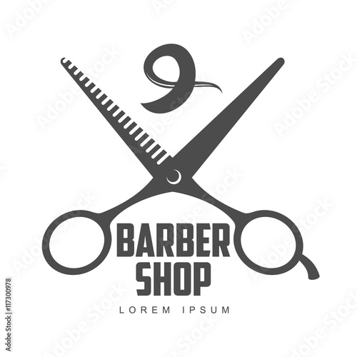 vintage barber shop logo, label, badge and design element, vector illustration isolated on white background. Combs, moustache and scissors logo for barbershops, beauty salons, hairdressers