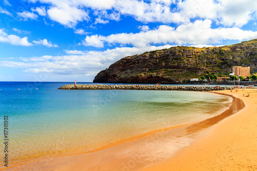Fototapeta Naklejka Na Ścianę i Meble -  Best sandy beach on Madeira island, Machico, Portugal