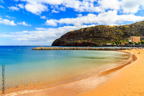 Fototapeta Naklejka Na Ścianę i Meble -  Best sandy beach on Madeira island, Machico, Portugal