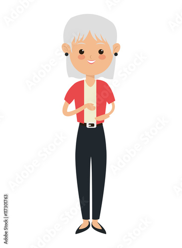 flat design elder woman icon vector illustration