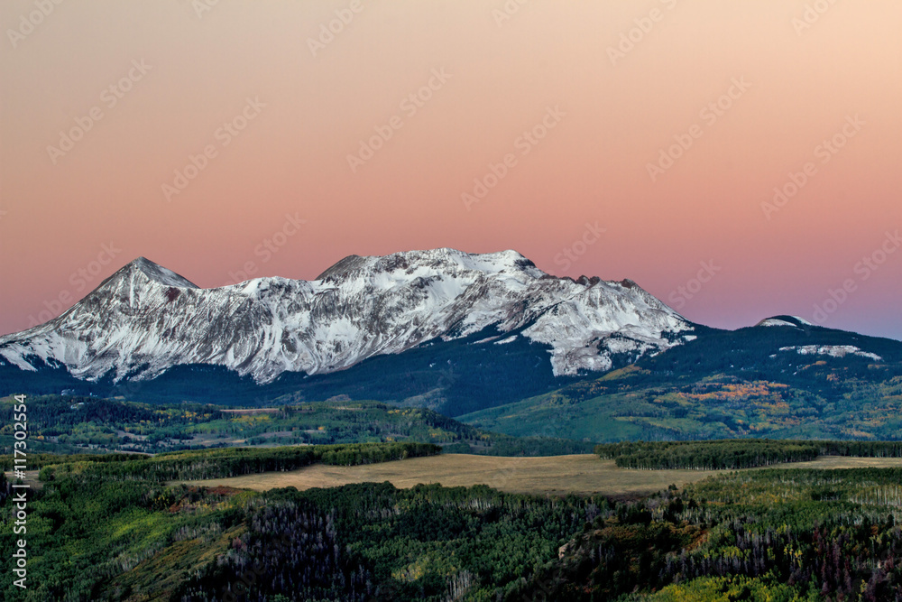 Alpenglow at dawn in Colorado