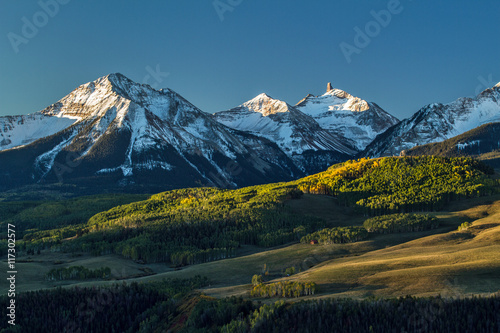 Snow capped mountains in the Colorado landscape