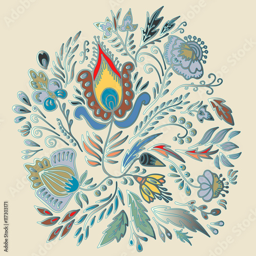 stock vector floral pattern for printing on paper, fabric. India