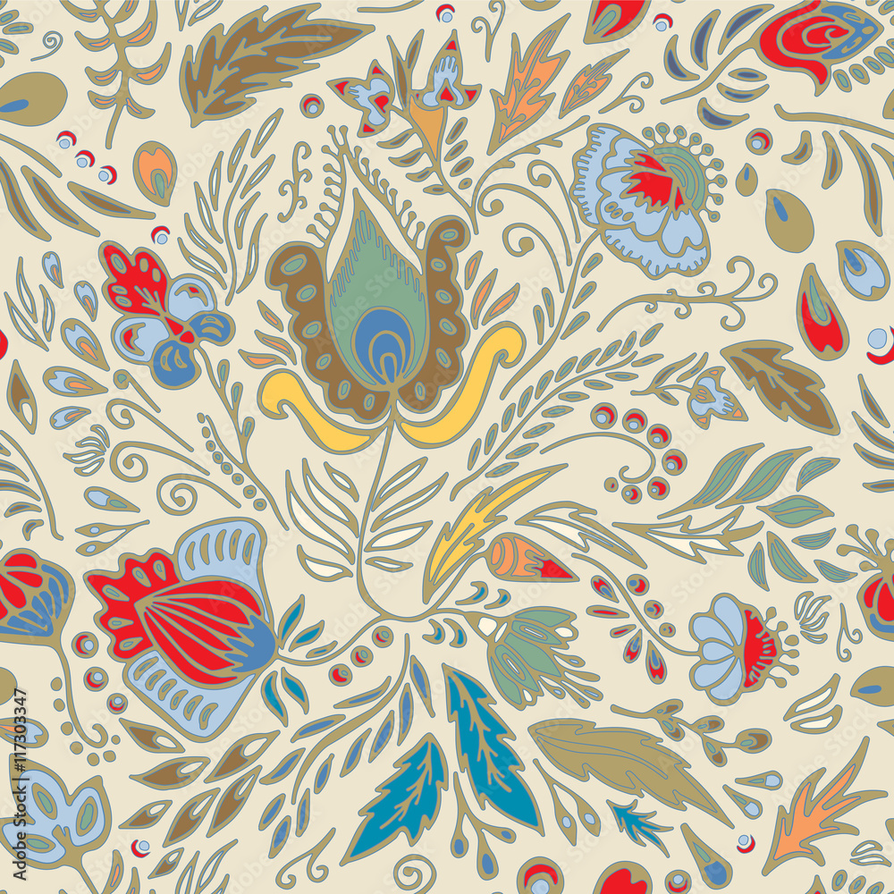 Fototapeta premium stock vector seamless floral pattern for printing on paper, fabr