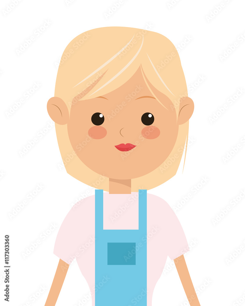 flat design single woman wearing apron icon vector illustration