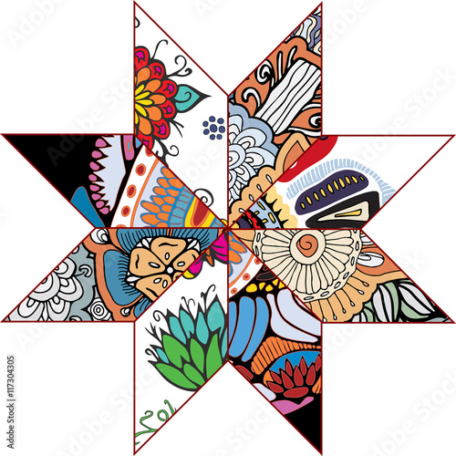 abstract seamless patcwork tile with floral ornament.arabic or o