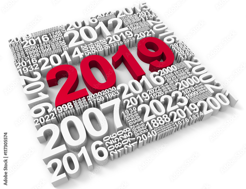 Twenty Nineteen Represents Happy New Year And Annual 3d Renderin Twenty Nineteen Represents Happy New Year And Annual 3d Renderin