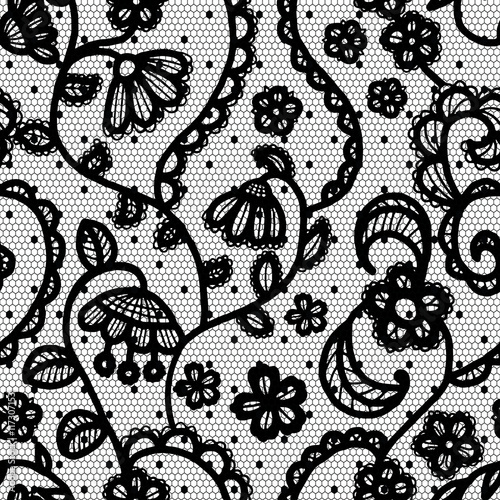 Lace seamless pattern with flowers