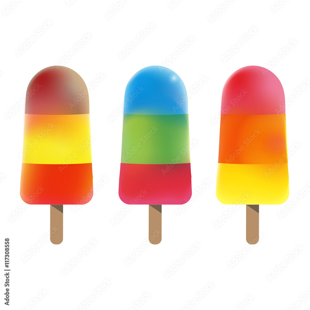 Set of colorful bright popsicles. Set of colorful bright popsicles.