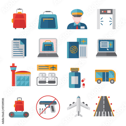 Airport Flat Icons Set