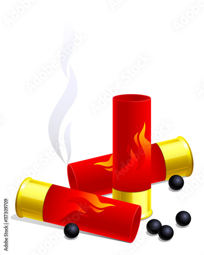 Hunting still-life. Isolated on white background. Vector illustration