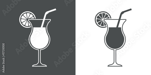 Icono plano coctel con pajita