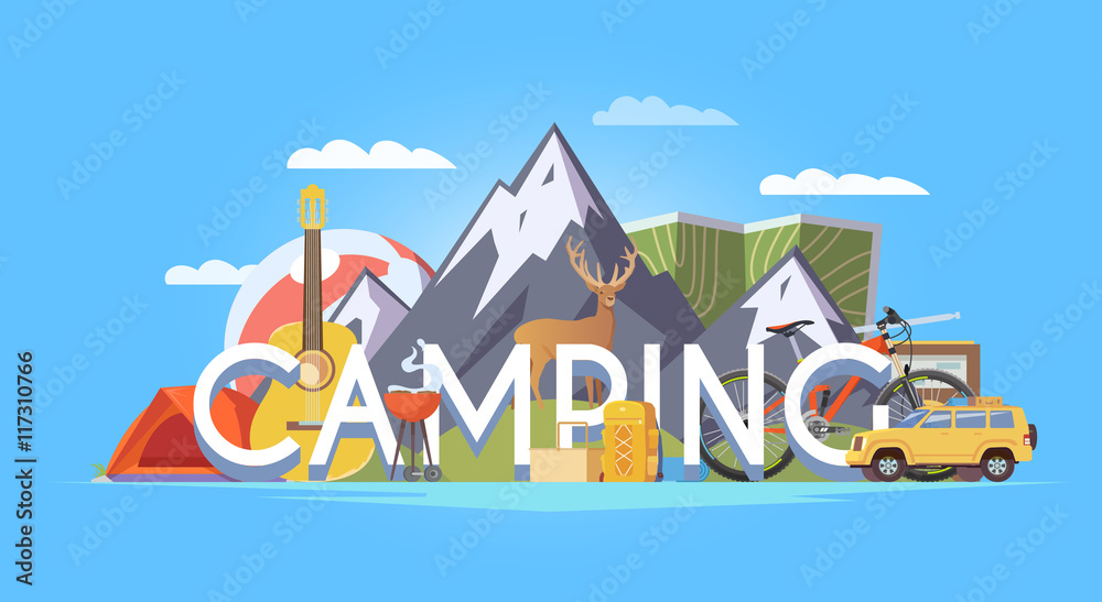 Camping vector illustration.