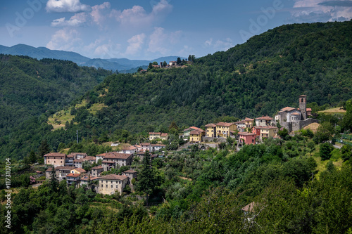 Cesarana and the medieval fortress, Garfagnana, Tuscany, Italy