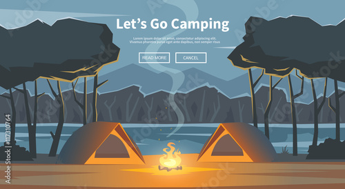 Let's go camping. Vector illustration.