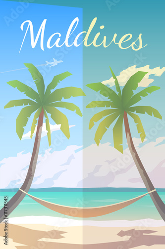 Maldives. Vector poster.