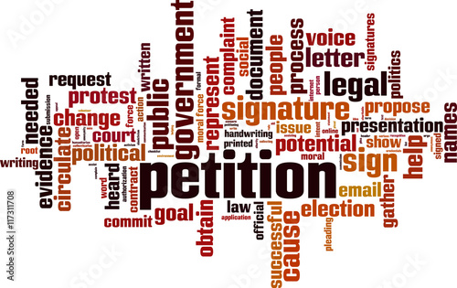 Petition word cloud concept. Vector illustration