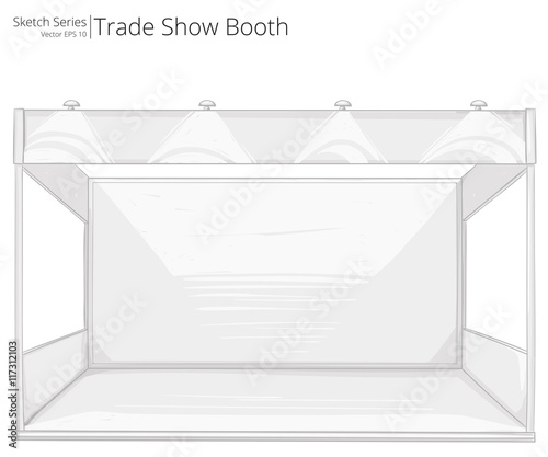 Trade Show Booth. Abstract Rough Sketch of empty Trade Show Booth. Copy Space.