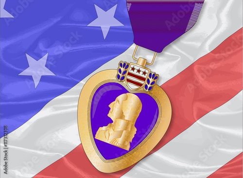 Silk Flag and Purple Heart
