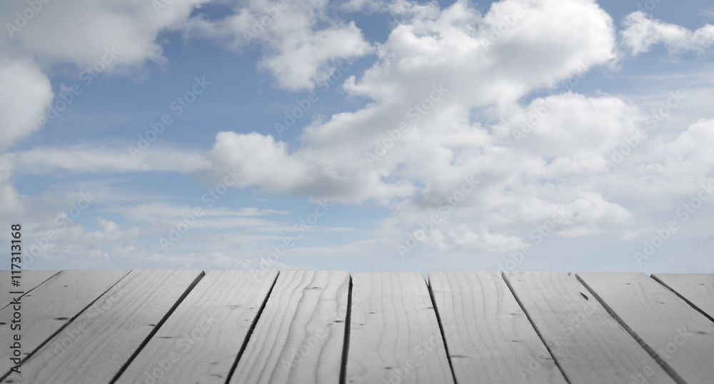 Wood floor up in the clouds