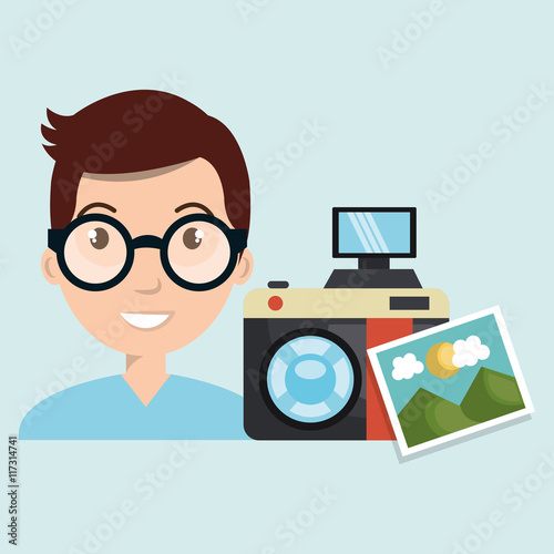 man photo camera graphic