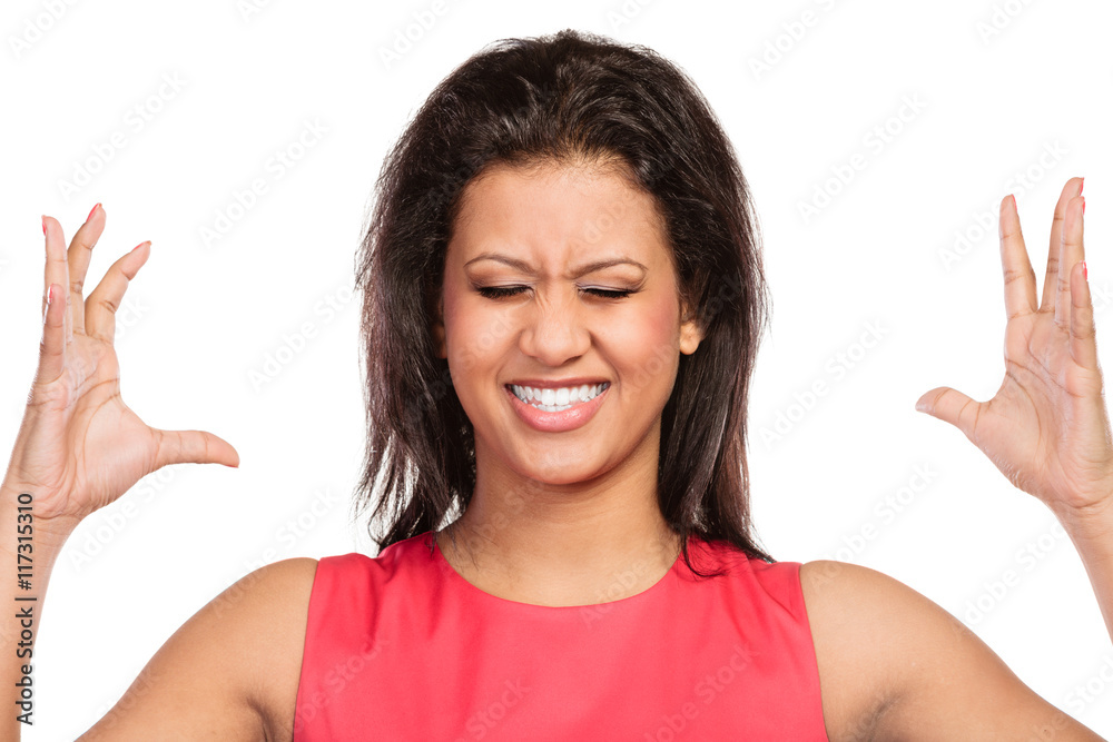 Angry mixed race woman screaming. Angry mixed race woman screaming.