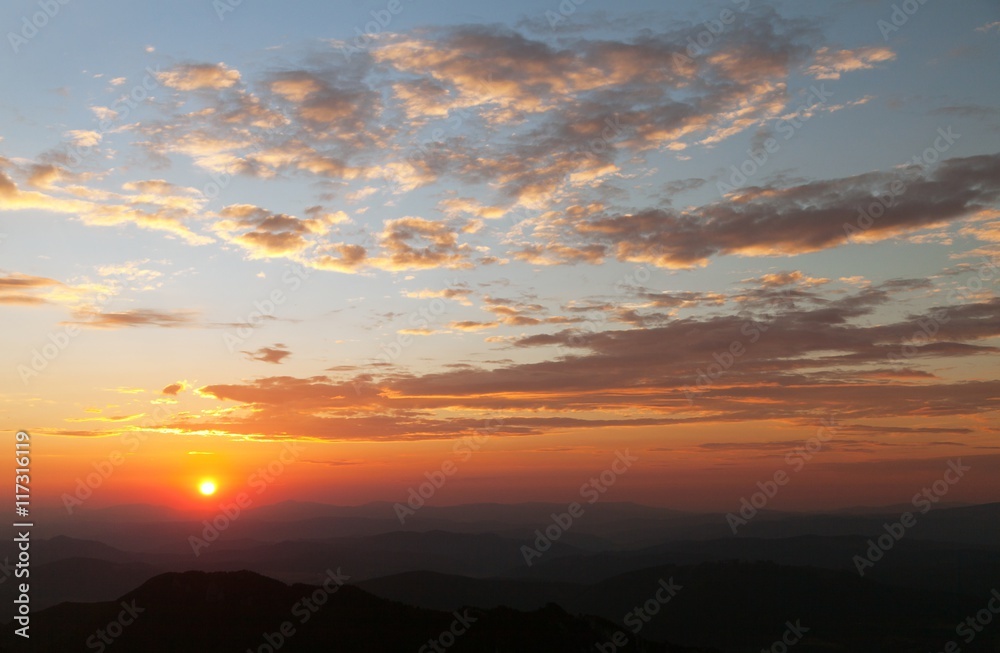 Evening sunset view of beautiful sky