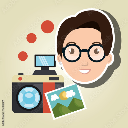 woman photo camera graphic