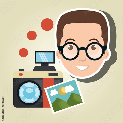 man photo camera graphic