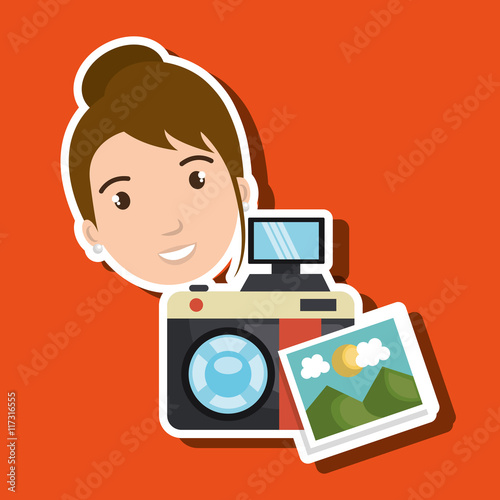 woman photo camera graphic
