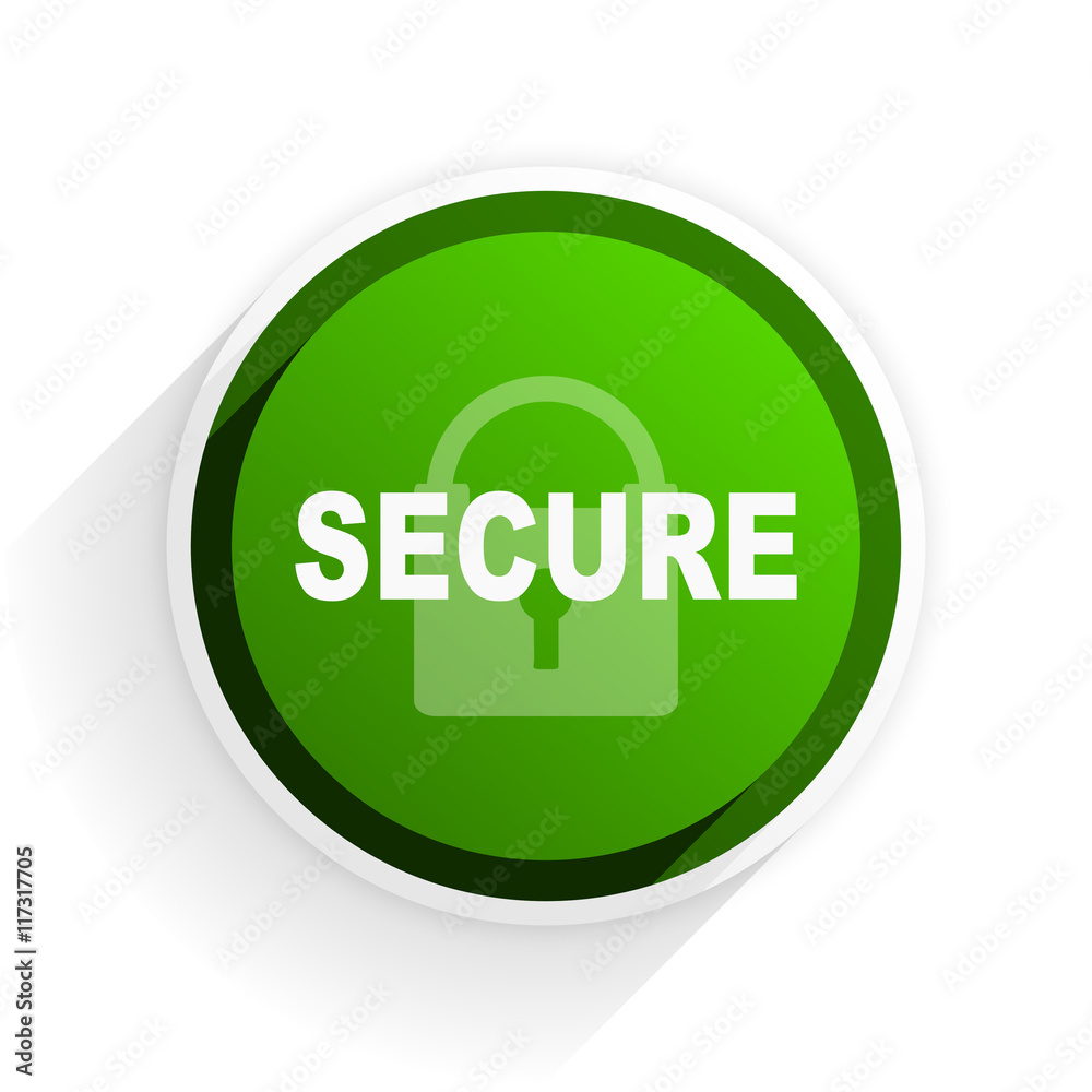 secure flat icon with shadow on white background, green modern design web element secure flat icon with shadow on white background, green modern design web element