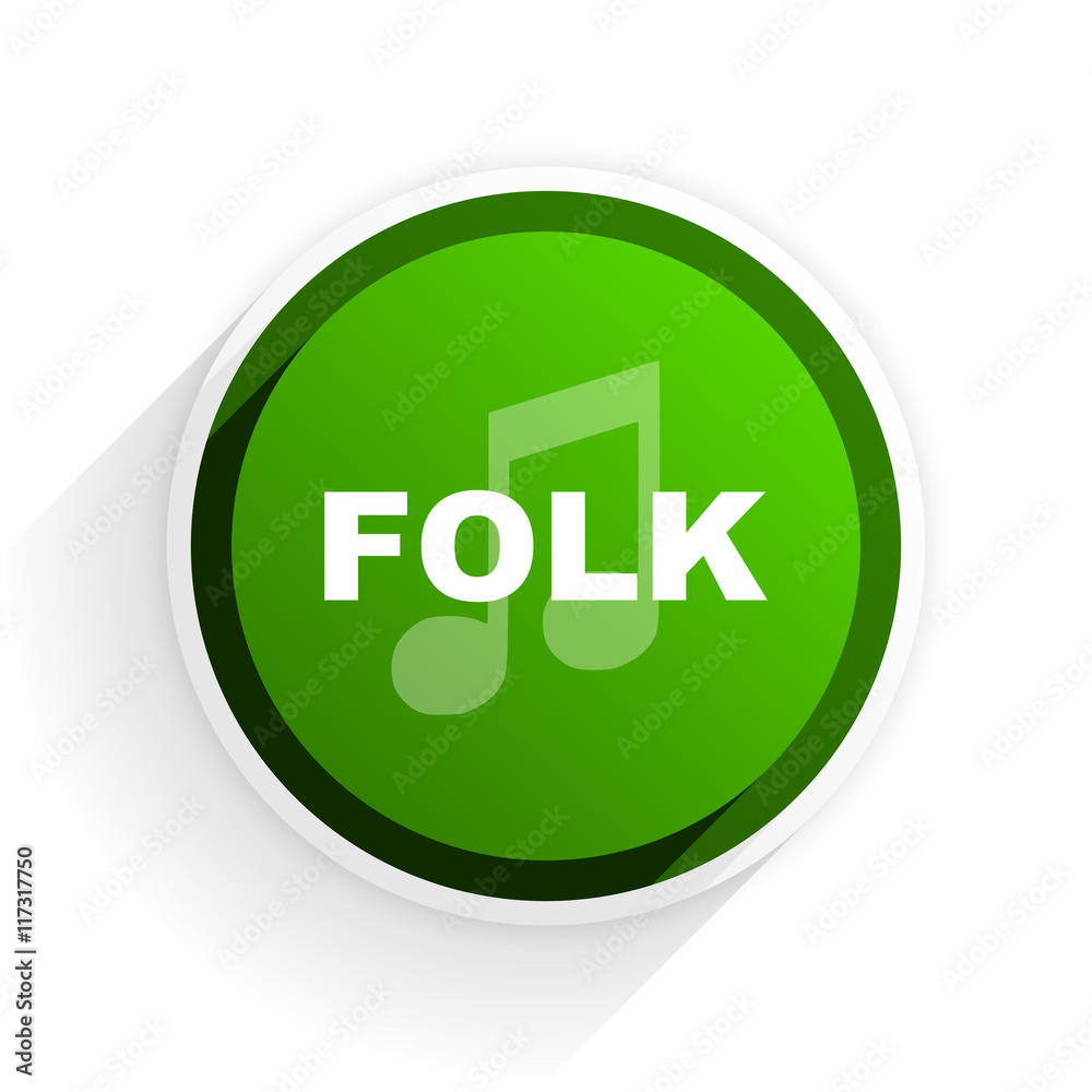 folk music flat icon with shadow on white background, green modern design web element folk music flat icon with shadow on white background, green modern design web element