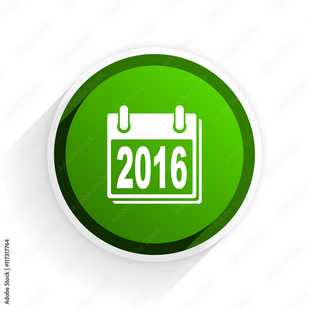 new year 2016 flat icon with shadow on white background, green modern design web element new year 2016 flat icon with shadow on white background, green modern design web element
