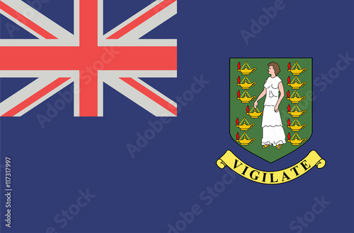 Vector flat style British Virgin Islands state flag. Official design of BVI national flag. Symbol with britain flag and emblem. Independence day, holiday, web button, illustration template background