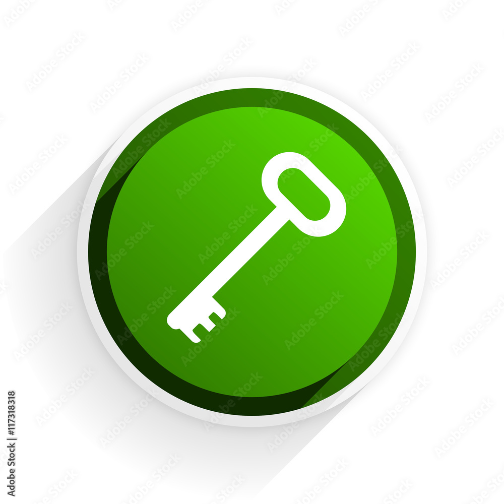 key flat icon with shadow on white background, green modern design web element key flat icon with shadow on white background, green modern design web element
