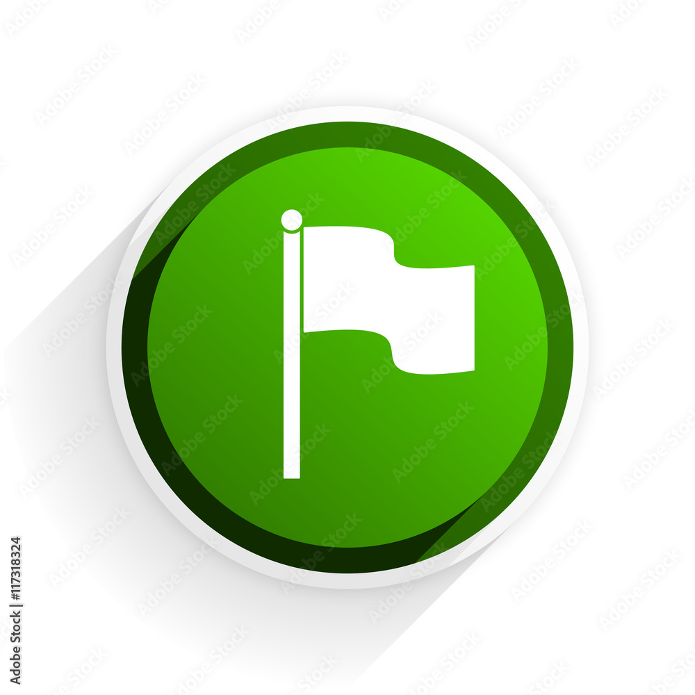 flag flat icon with shadow on white background, green modern design web element flag flat icon with shadow on white background, green modern design web element
