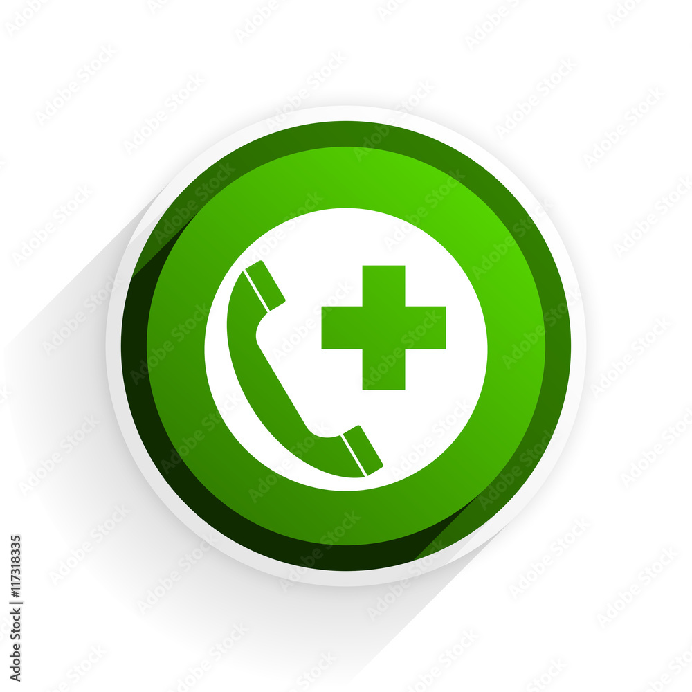 emergency call flat icon with shadow on white background, green modern design web element emergency call flat icon with shadow on white background, green modern design web element