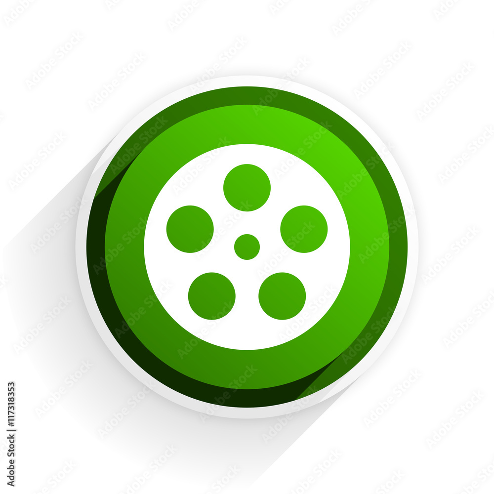 film flat icon with shadow on white background, green modern design web element film flat icon with shadow on white background, green modern design web element