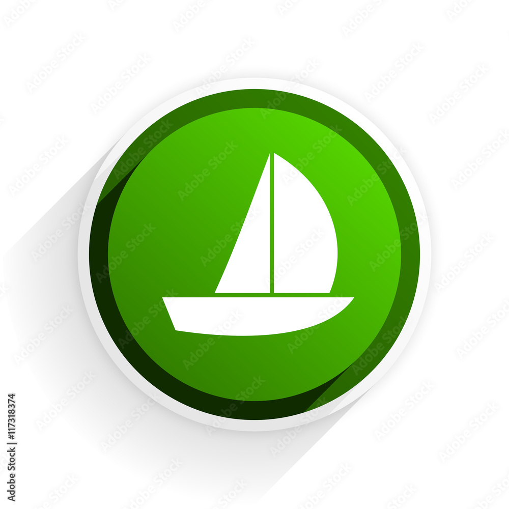 yacht flat icon with shadow on white background, green modern design web element yacht flat icon with shadow on white background, green modern design web element