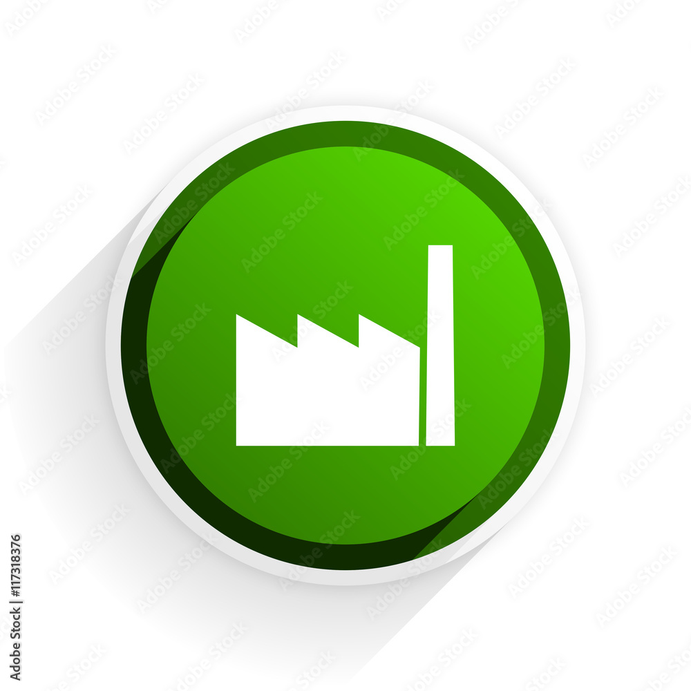factory flat icon with shadow on white background, green modern design web element factory flat icon with shadow on white background, green modern design web element