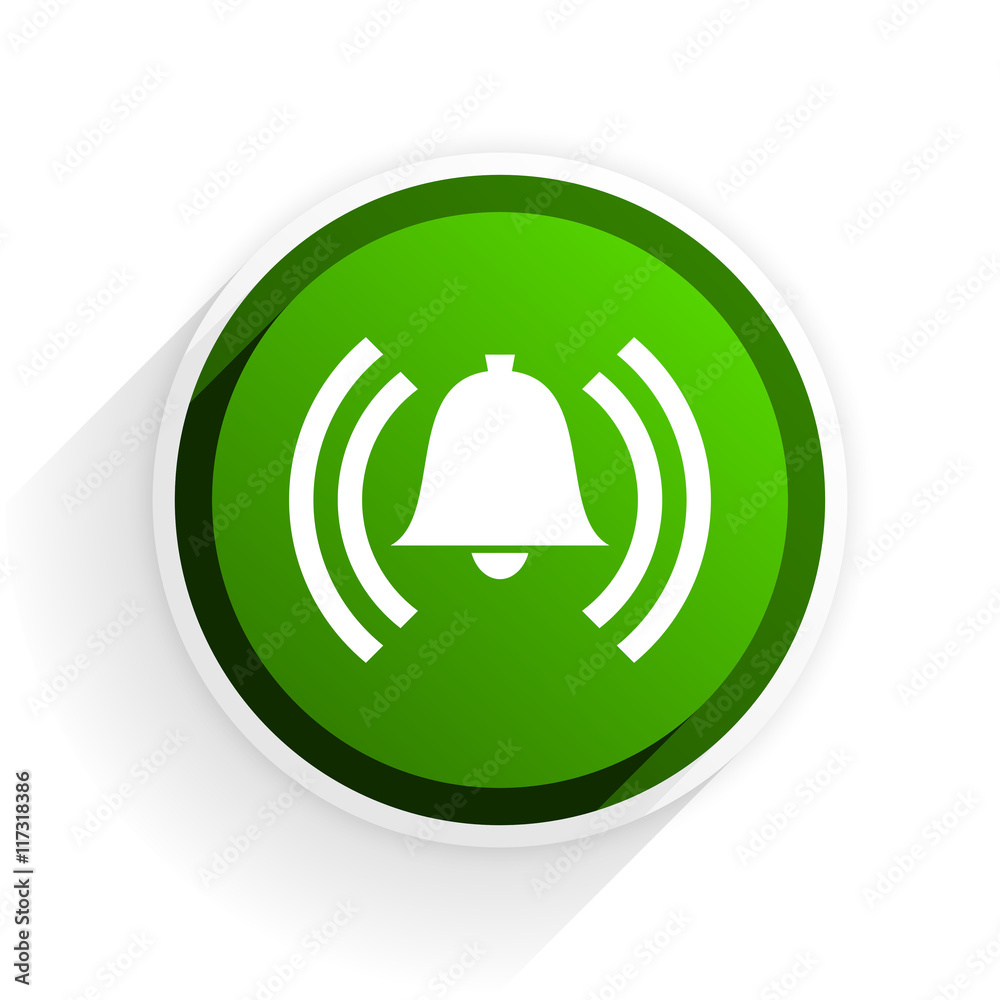 alarm flat icon with shadow on white background, green modern design web element alarm flat icon with shadow on white background, green modern design web element
